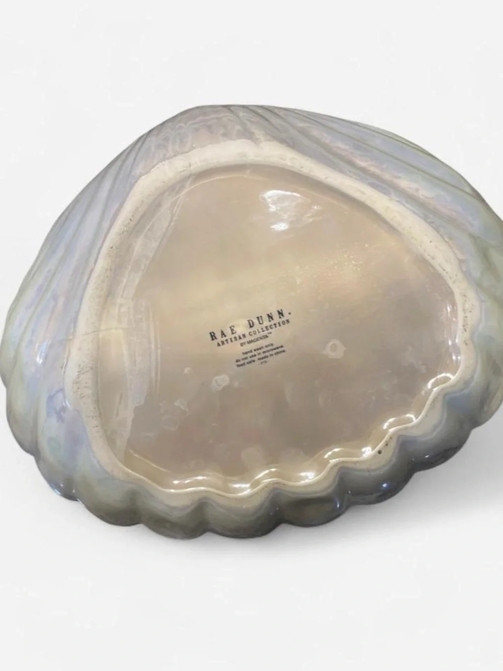Paradise Ceramic Shell Serving Platter with Dip Bowl - Cream